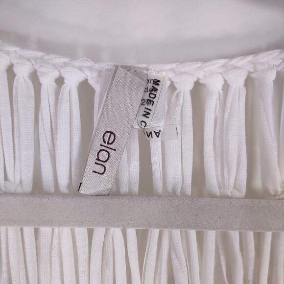 Elan Macramé Vest with Fringe and Beads, Size Large - Picture 6 of 9